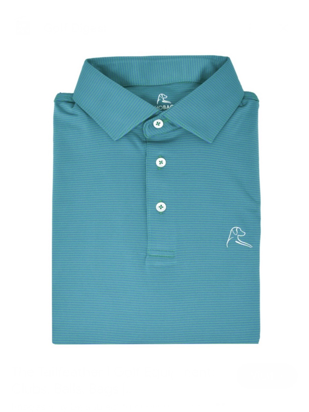 Rhoback The Tailfeather Short Sleeve Performance Polo Green Blue Stripe sz L